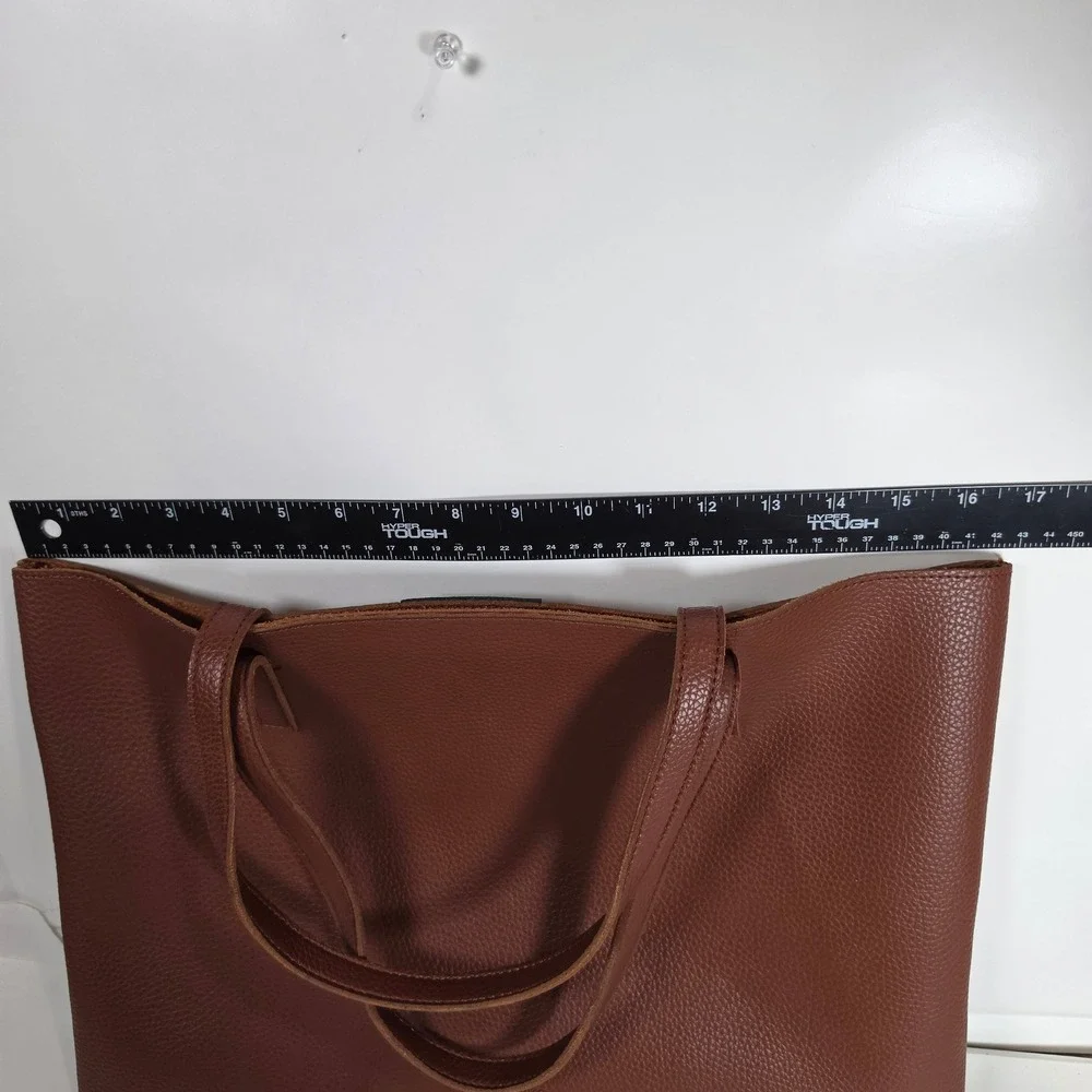 Vince Camuto Luck‎ Tote Brown Vegan Pebble Leather Shoulder Handbag FabFitFun